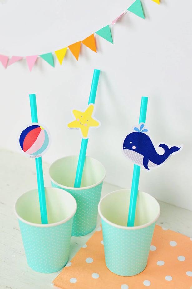 SUMMER OCEAN DRINK TOPPERS FREE PRINTABLE TAGS